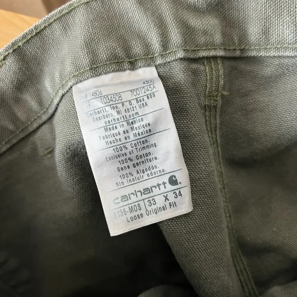 Carhartt green double knee work wear carpenter shorts